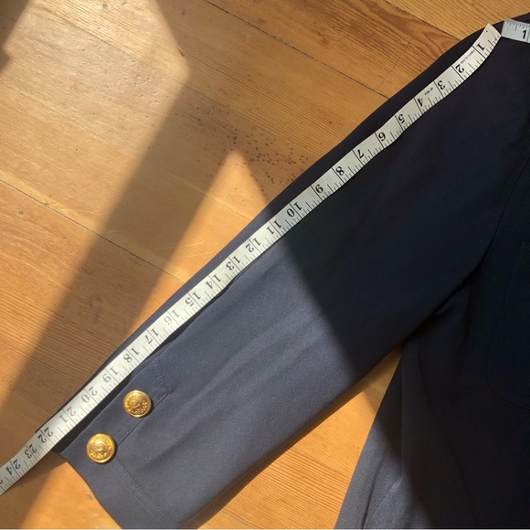 VTG Valentino Miss V Long Blazer 8 42 Navy Gold Button Lined jacket - Picture 14 of 15